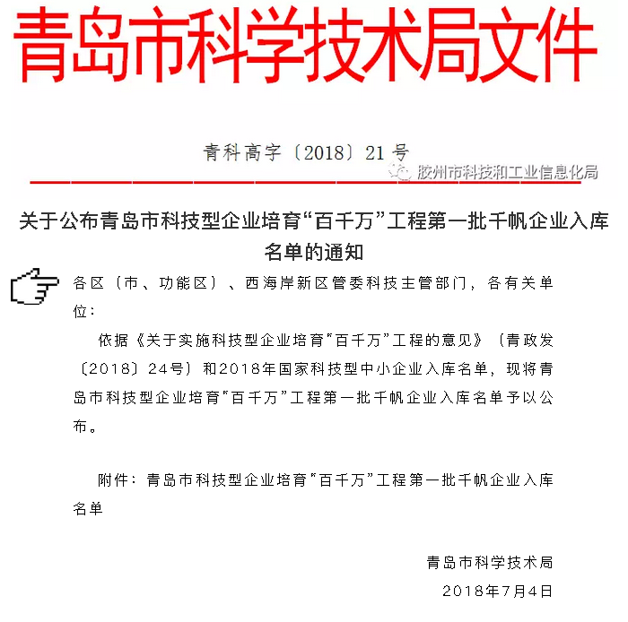 青岛市科学手艺局文件